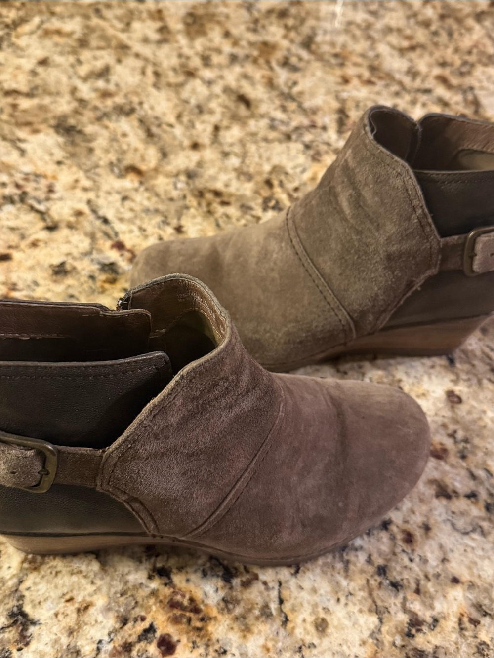 Dansko Taupe Suede Ankle Booties